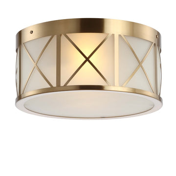 Cadence Drum Metal/Glass Flush Mount - JONATHAN Y